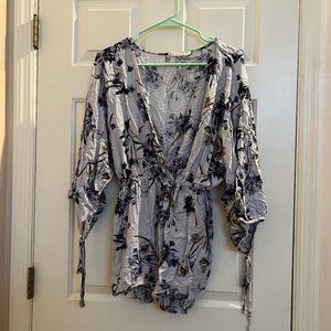 Deep V Purple Floral Romper